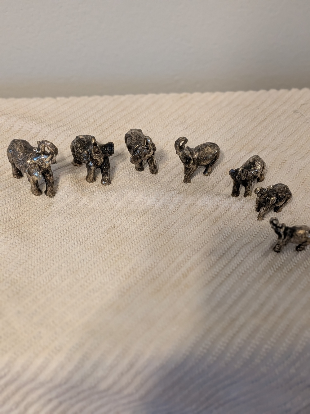 7 Pewter Vintage-style Elephant Figurines
